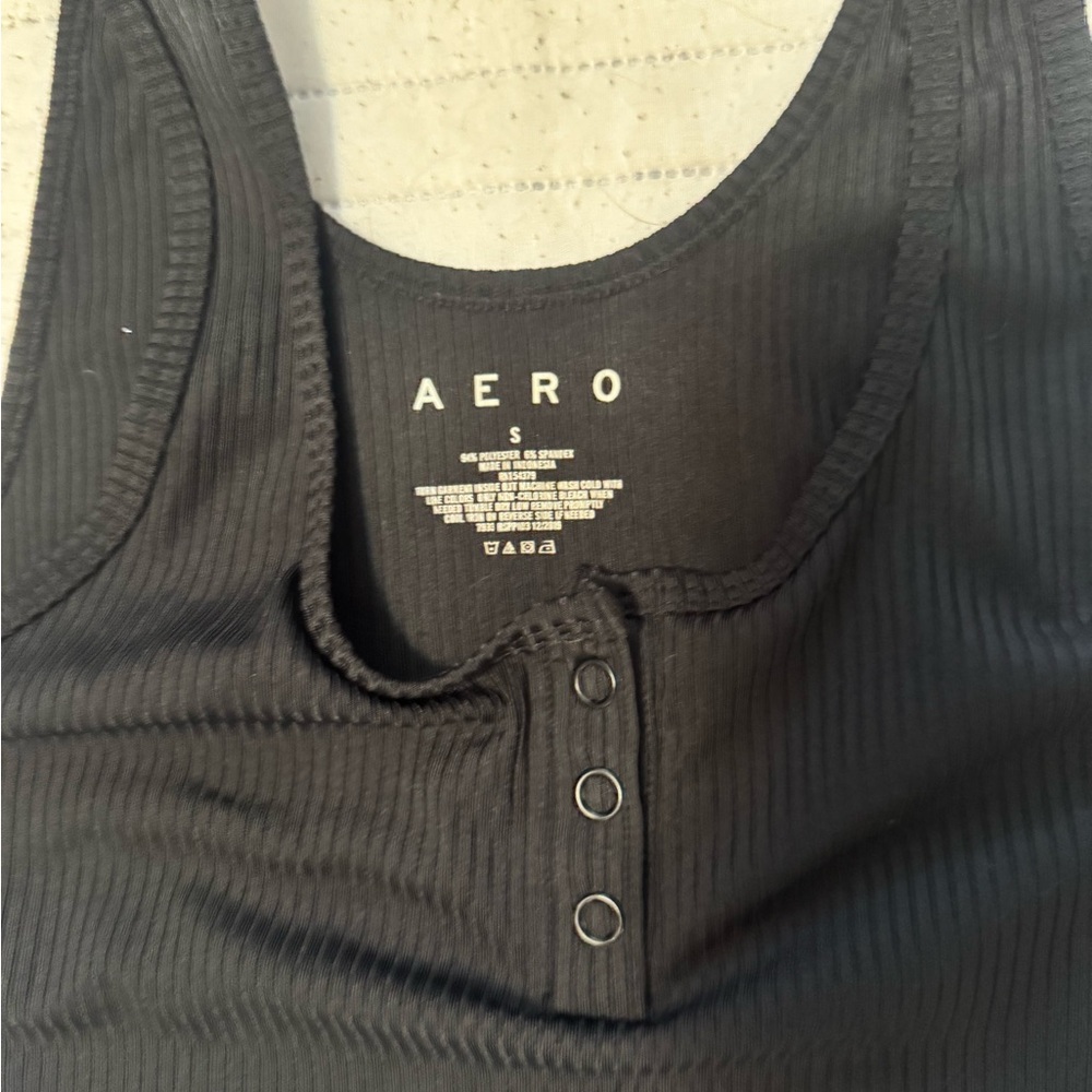 Aeropostale Black Ribbed Tank Crop Top - Picture 2 of 3